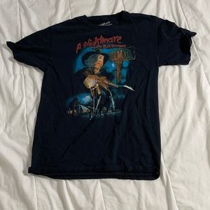 black and blue graphic tee